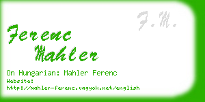 ferenc mahler business card